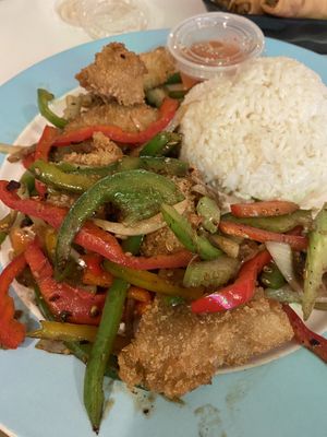 Hot oyster mushrooms  at Loving Hut in Orlando