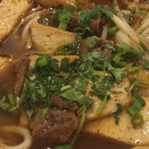 spicy Bun Hue soup  at Loving Hut in Orlando