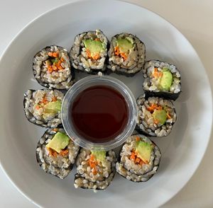 Avocado Sushi with brown rice at Loving Hut in Orlando