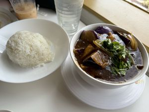 Eggplant and tofu  at Loving Hut in Orlando
