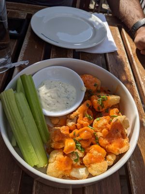 Vegan cauliflower wings (with vegan ranch) at Earls Kitchen + Bar in Banff