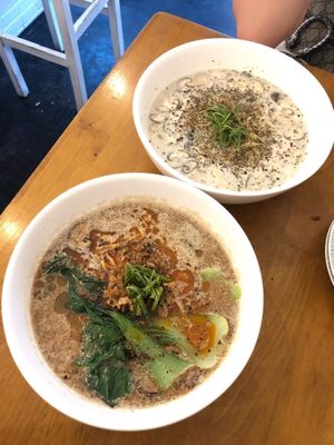Spicy tantan and creamy mushroom ramen at The Vegan Ramen in Da Nang