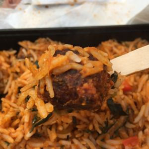 Sausages with rice   at The Vegan Kitchen in Ahmedabad