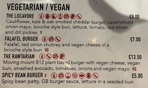 The Vegan/Veggie dishes  at Gelatoburger in Oban