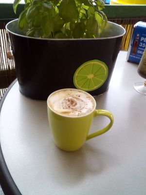 Capuccino con leche,de avena,de almendras,de soja at Bar Can Lima in Ibiza