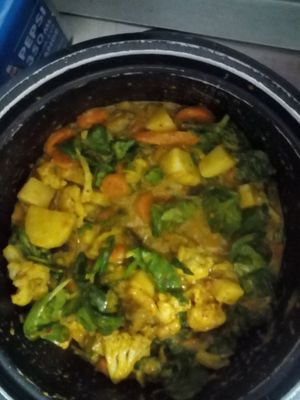 Today,Thursday, Vegan Curry with wholegrain rice at Bar Can Lima in Ibiza