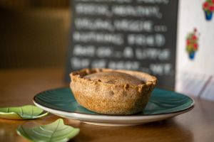 Vegan Pie. Spinach spiced with cumine,encasede in our homemade wholewheat pastry at Bar Can Lima in Ibiza