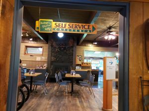 Sit down tables at Portage Glacier Day Lodge in Girdwood