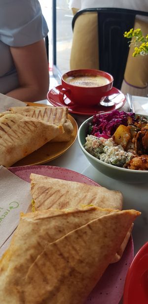 Falafel and veg with vegan cheese wraps. at Parlé Pantry in West London