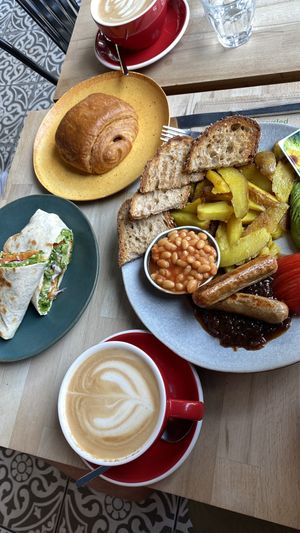 Full vegan breakfast and fish finger wrap  at Parlé Pantry in West London