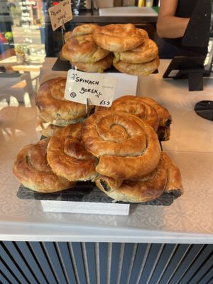 Spinach and potato borek  at Parlé Pantry in West London