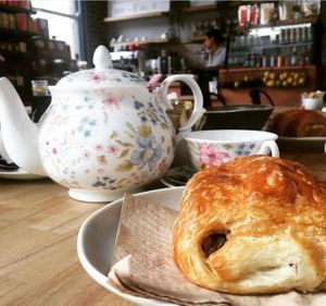 Plant based vegan pain au chocolat ,❤❤❤I love it!!  Also they have so many leaf tea ( peppermint) ( they have vegan muffins and croissant as well yummy! at Parlé Pantry in West London