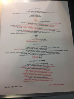 Vegan in red at Tween the Tides in Provincetown