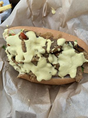 Vegan loaded seitan Philly cheesesteak  at Tween the Tides in Provincetown