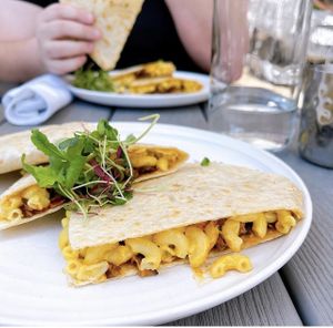 Wednesday special- Mac n cheese shiitake bacn quesadilla  at Plant City in Providence