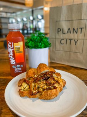 Tofu scramble, Butternut cheddar & shiitake bacon breakfast croissant! at Plant City in Providence