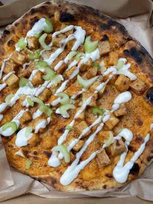 Buffalo chicken pizza at Plant City in Providence