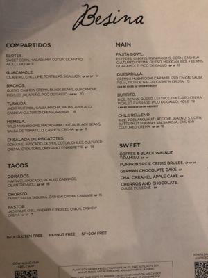 Menu  at Plant City in Providence