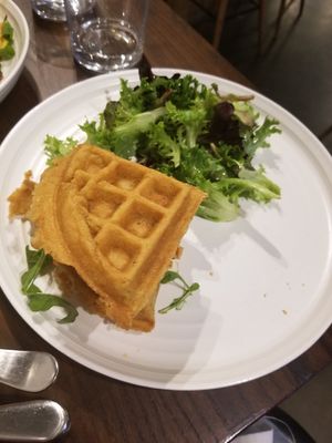 Chicken and waffle sandwich at Plant City in Providence