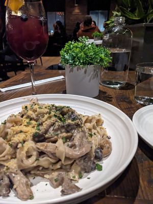 Mushroom pasta and sangria at Plant City in Providence