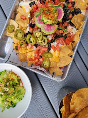 Nacho plate and guacamole at Plant City in Providence