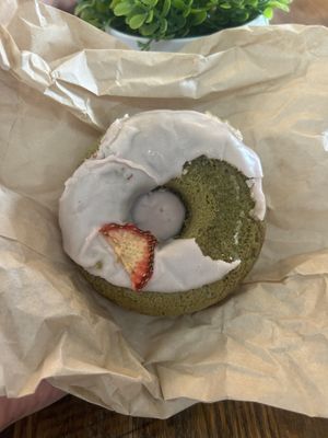 Strawberry matcha donut at Plant City in Providence
