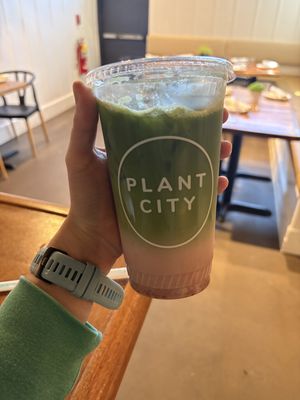 Delicious strawberry matcha   at Plant City in Providence