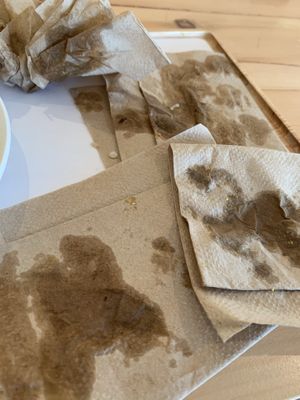 These are all the napkins I used from soaking up oil from my mushrooms 😤😒 at Plant City in Providence