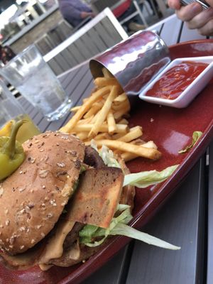 Southwest vegan burger w/bacon at CRAVE in Sioux Falls