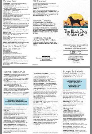 Menu  at The Black Dog Heights Cafe in Falmouth