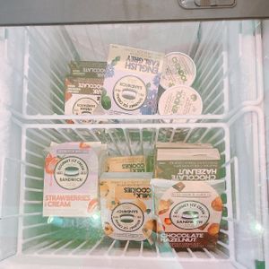 Ice cream fridge w vegan option available at Food in The Woods 小树林 in Northeast Singapore