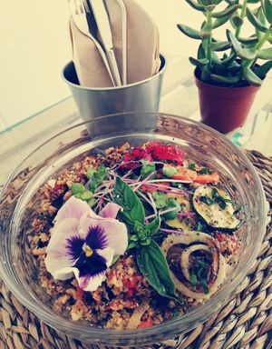 All fresh, homemade and very tasty... Here cauli rice  at Natural Nada mas Green Bar in Lanzarote