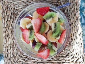 Fresh fruit salad  at Natural Nada mas Green Bar in Lanzarote