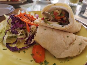Vegetable wrap (vegan option with cheese) at Natural Nada mas Green Bar in Lanzarote