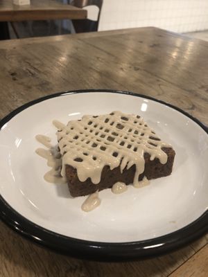 Banana bread with cream  at Wild & The Moon - Emmar in Dubai