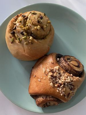 Chocolate and pistachio pastry  at Piekarnia Aromat in Warsaw