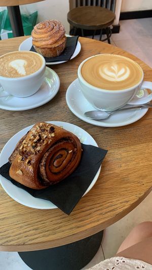 buns and lattes  at Piekarnia Aromat in Warsaw