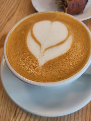 Cappuccino with oat milk at Piekarnia Aromat in Warsaw