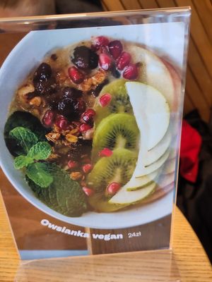 Warm Granola with fruits at Piekarnia Aromat in Warsaw