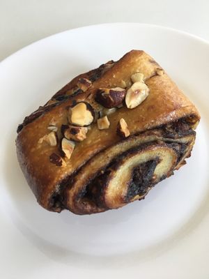 Bun with chocolate and hazelnuts at Piekarnia Aromat in Warsaw