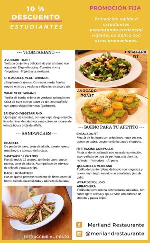 Menú  at Meriland in Merida