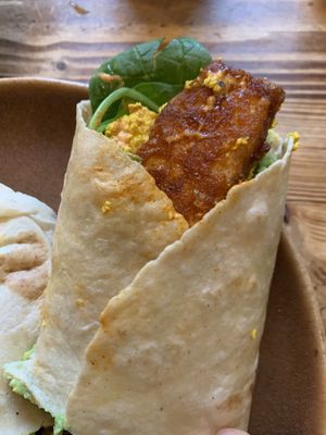 Big breakfast wrap (maple ‘facon’)  at Sacred Space in Hebden Bridge