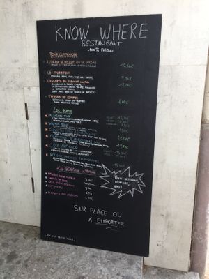 Menue at Know Where in Hyeres