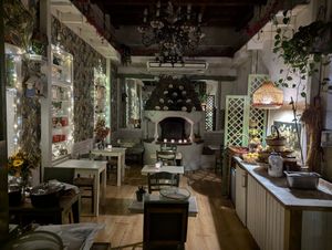 inside seating at Yiasemi in Athens