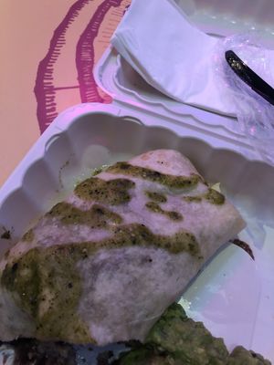 Black bean and potato burrito!! at Gonzalez y Gonzalez in Las Vegas