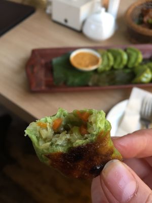 Green fried momos at C-YA Vegan Food in Patan