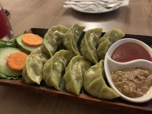green momo at C-YA Vegan Food in Patan