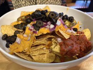 Vegan nachos were a tad underwhelmingg  at Labyrinth Press Company in Jamestown