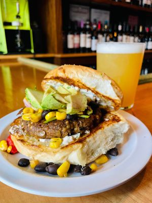 Street corn crunch veggie burger  at Labyrinth Press Company in Jamestown