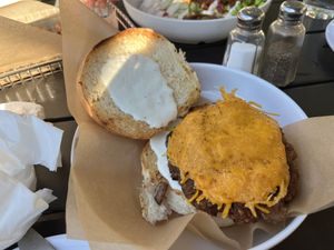 Mushroom Burger made vegan  at Labyrinth Press Company in Jamestown